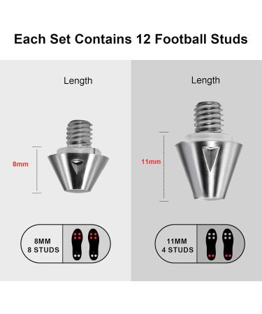 Artanchao Silver Studs for Adidas Football Spikes - M6 8 x 8mm & 4 x 11mm - Unisex Adult Wrench Included - Buy Online on GoSupps.com