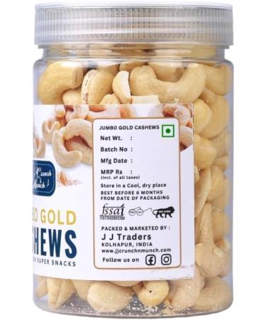 J J Crunch & Munch Whole Unsalted jumbo size w180 Goan Cashew 100% Natural Great for Fresh Roasting Cooking or Baking (Pure natural sweet taste of India) 250gm Pack of 3 Jar - Buy Online on GoSupps.com