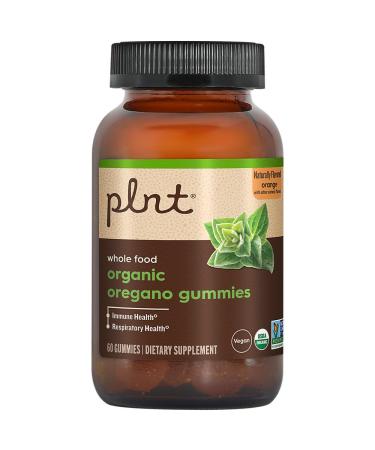 plnt Organic Oregano Gummies a Immune & Respiratory Support with Oil of Oregano a Orange (60 Gummies)