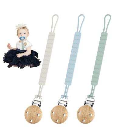 3PCS Silicone Dummy Clips GeeRic Silicone Pacifier Clips for Baby Keeps Clean Flexible Soft Soother Chains Clips Holder Fit for Most Pacifier/Teether Toy BPA Free Group 2