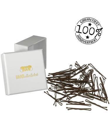 HAARallerliebst 50 Mini Hair Clips Bobby Pins - Brown 3.4cm in Pink Box | International Shipping - Buy Online on GoSupps.com
