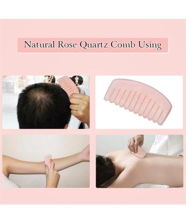 Jade Hair Massager Comb Rose Quartz GuaSha Tool Stone Acupuncture Board Release Head Pressure 1Pcs Rose Red - Buy Online on GoSupps.com