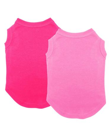 Dog Shirts Clothes, Chol&Vivi Dog Clothes T Shirt Vest Soft and Thin, 2pcs Blank Shirts Clothes Fit for Extra Small Medium Large Extra Large Size Dog Puppy, Extra Large Size, Pink and Rose Red 23" Chest Pink And Rose Red
