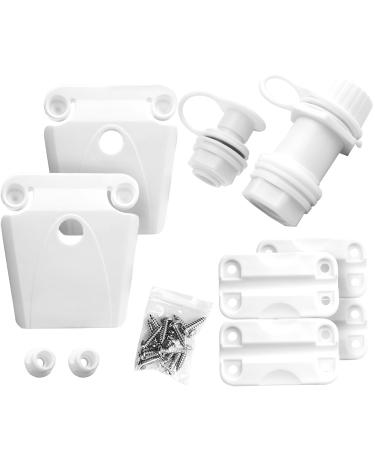 Cooler Replacement Parts Kit, Ice Chest Plastic Hinges, Latch Posts, and Screws, Threaded, and Triple-Snap Drain Plug. The best option for repairing and replacing multiple cooler parts.