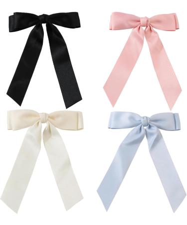 Long Ribbon Bowknot Hair Clip Hairpin Girl Hair Barrette Side Hair Bows Women Ponytail Holder Hair Accessories Party Girl Accessories Blue - Buy Online on GoSupps.com