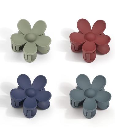 MiDoDo Hawaiian Flower Hair Clips for Women 4 Pack Flower Hair Claw Clips Plumeria Claw Clips for Thin Hair Large Claw Clips for Thick Hair Beach Tropical Hair Accessories for Girls Basic