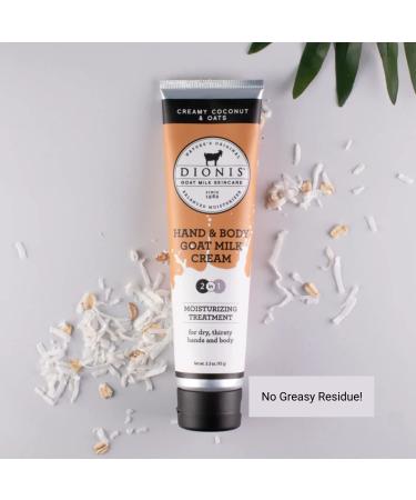 Dionis Goat Milk Skincare Creamy Coconut & Oats Hand & Body Cream (3.3 oz) | Made in USA | Cruelty-Free & Paraben-Free - Buy Online on GoSupps.com