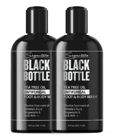Antifungal Soap With Tea Tree Oil and Active Ingredient Proven Clinically Effective For Jock Itch  Athletes Foot  Ringworm Treatment - Signature Black Bottle Body Wash - 9 oz. (2pk)