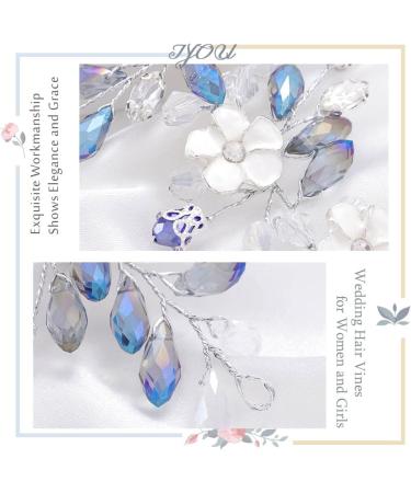 IYOU Crystal Wedding Hair Vine Flower Navy Blue Headband Rhinestone Bridal Hair Accessories for Women - Buy Online on GoSupps.com