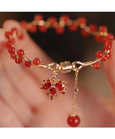 Vsilay Lianxue Elegant Crystal Pearl Bracelets - Fashionable Maple Blade Charm Jewelry for Women & Girls - International Shipping Available - Buy Online on GoSupps.com