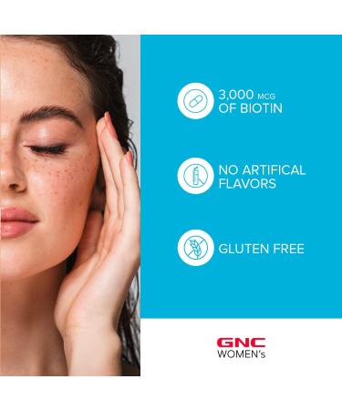 GNC Women's Hair Skin & Nails Daily Multivitamin with Biotin, Hyaluronic Acid & Vitamins C & E - 120 Caplets - Buy Online on GoSupps.com