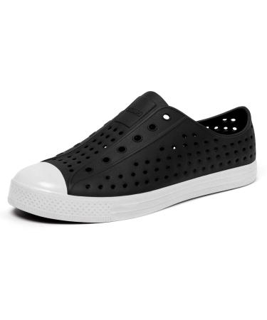 SAGUARO Mens Womens Garden Clogs Lightweight Breathable Water Shoes Slip-On Gardening Shoes Outdoor Beach Sandals 9.5 Women/7.5 Men Black/White