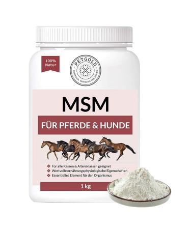 Petgold MSM Horse Powder 1000g for Dogs & Horses High Dose Sulfur Methylsulfonylmethane MSM Powder Horse & Dog - Buy Online on GoSupps.com