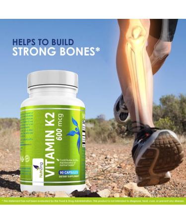 NutriZing K2 Vitamin Supplement MK-7-600mcg High Strength - 90 Vegan Capsules (3 Month Supply) | Bone & Arterial Health Support - Buy Online on GoSupps.com