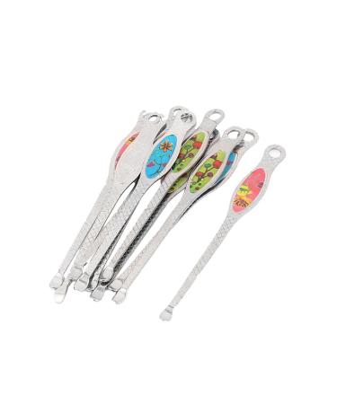 Qtqgoitem Floral Printed Earpick Ear Wax Removal Cleaner 70mm 10pcs Silver Tone (Model: 7e1 d25 58b 3d2 b15)