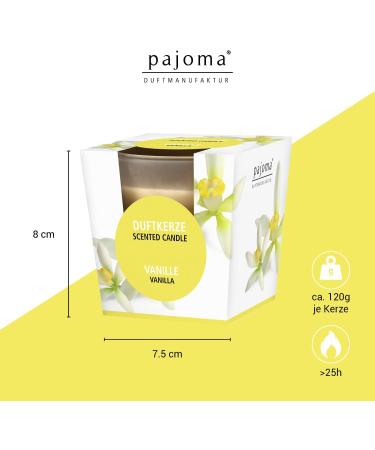 Pajoma Premium Vanilla Fragrance Candle | 120g Satin Glass | 25-Hour Burn Time | Elegant Gift Packaging - Buy Online on GoSupps.com