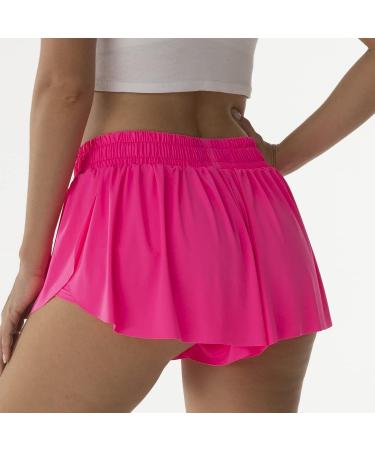 Flowy Butterfly Shorts for Women & Girls - Summer Cute Preppy Clothes for Teens - Hot Pink XS - Buy Online on GoSupps.com