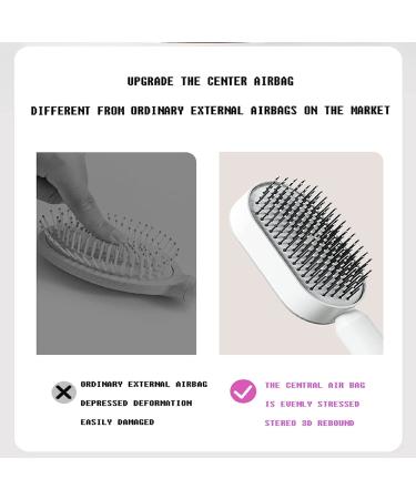 RUIYUE Self Cleaning Hair Brush - 3D Air Cushion Massager Comb for Women | White Shaping Comb for Hairdressing - Airbag Massage Technology - Buy Online on GoSupps.com