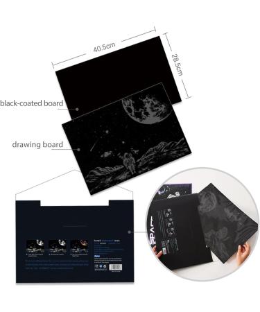 Rainbow Scratch Art Kit for Adults & Kids - DIY Black Engraving Paper Craft Set - 3 Pack 16 X 11.2 Inches - Starry Sky Design - Buy Online on GoSupps.com