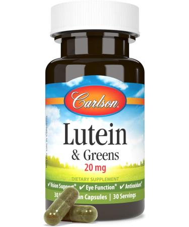 Carlson - Lutein & Greens 20 mg Vision Support & Eye Function Antioxidant 30 Vegetarian Capsules 30 Count (Pack of 1) - Buy Online on GoSupps.com