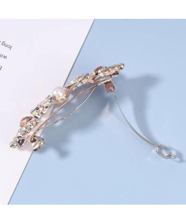 Yheakne Pearl Crystal Wedding Hair Clip Barrette - Gold Rhinestone Bridal Headpiece - Buy Online on GoSupps.com
