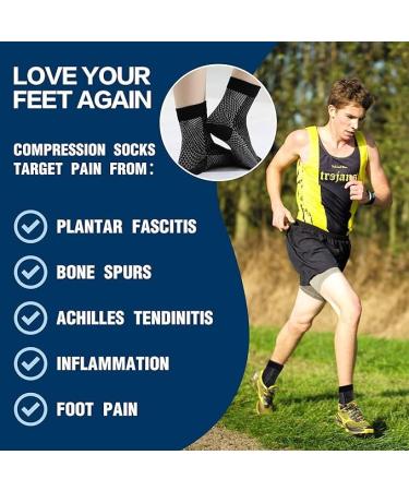 Compression Socks for Plantar Fasciitis | 4 Pairs Ankle Support & Heel Spur Bandage for Men & Women (Black Size 47-51) - Buy Online on GoSupps.com