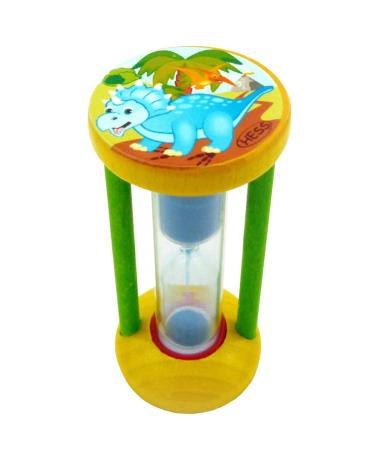 Hess wooden toys 14590 - wooden tooth cleaning clock for children series dinosaurs including hourglass with colored sand handmade for daily use when brushing your teeth