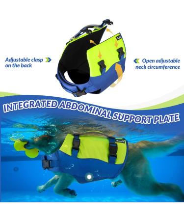 SlowTon Dog Life Jackets Enhanced Buoyancy Adjustable Neoprene Pet Float Lifejacket Aid with Reflective Rescue Handle Dogs Safety Swim Lifesaver Vests for Surfing Boating Pool Beach Sea S Yellow - Buy Online on GoSupps.com