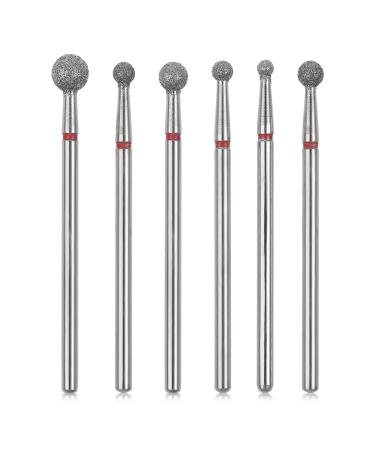 Sibba 6pcs Cuticle Drill Bit Set Flame Stainless Steel Bit with Case Manicure Pedicure Diamond Drill Polishing File Grinding Heads Tools Metal Professional Carbide Remover Bits Acrylic Gel Nails Round 6pcs Round End