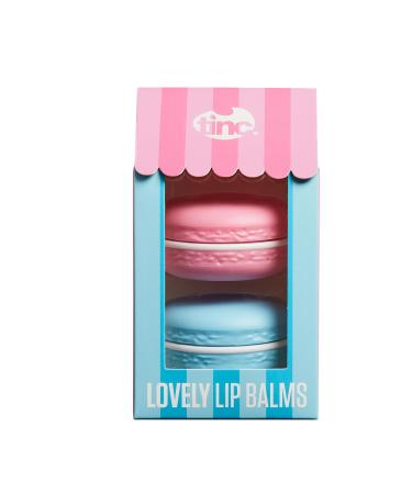 Tinc Box of 2 scented moisturizing lip balms - Macaron shape (blue)