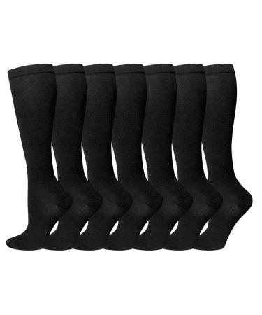 Compression Socks for Women and Men 7 Pairs Medical Compression Stockings 15-20 mmHg Support Socks for Athletic Varicose Veins Running Cycling Hiking Flight Travel Nursing Pregnancy Black S-M