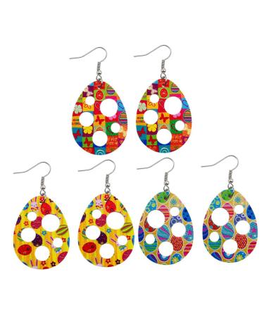Holibanna 3 Pairs Earrings Earring Hoops for Women Earring Studs for Women Jewelry Women Earings Easter Egg Eardrops European and American Accessories Miss Artificial Leather