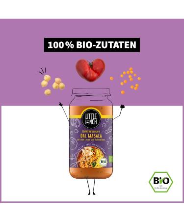 Little Lunch Organic Indian Vegetable Curry with Lentils | Vegan Dal Masala Sauce - 100% Organic Sugar-Free Lactose-Free | 6x250g - Perfect for Rice - Buy Online on GoSupps.com