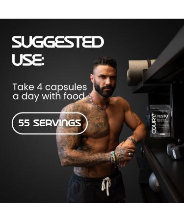 COURA Mens Testo Booster and Multivitamin for Men 220 Capsules (55 Servings) with Shilajit Zinc Magnesium L-Arginine and Citrulline Performance Support - Buy Online on GoSupps.com
