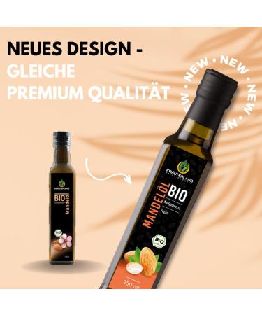 Herballand Organic Almond Oil 1000ml | Cold-Pressed Cooking Oil | Vegan & Natural for Cooking Baking Salads Desserts & Skin/Hair Care - Buy Online on GoSupps.com