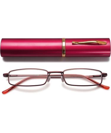 Vevesmundo Compact Metal Reading Glasses - Lightweight Spring Hinge & Blue Light Filter - Classic Red Design - 1.0x Magnification - Buy Online on GoSupps.com