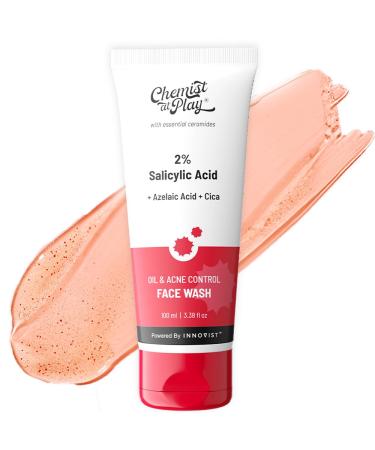 2% Salicylic Acid Face Wash For Oily Skin with Niacinamide | Prevents Acne & Removes Excess Oil | Sulphate Free Anti Acne Face Cleanser | For Men & Women | 3.5 fl oz.