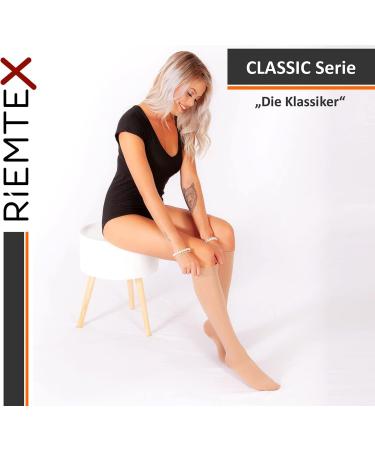 RIEMTEX Compression Stockings Class 1 CCL1 - Support Stockings for Men & Women | Closed Tip | Black & Beige | Classic Series 7111 | Size 3 - Buy Online on GoSupps.com