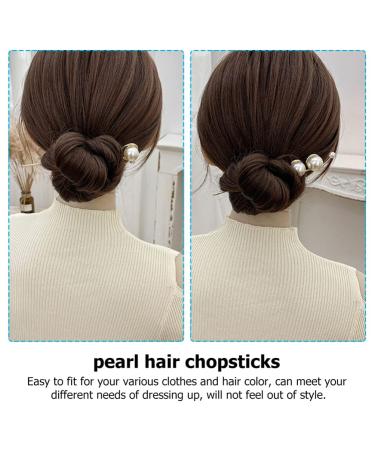 Chinese Vintage Hairstick & Hairpin Set - 2 Pearl Hair Chopsticks for Weddings & Parties - Elegant Golden Zinc Alloy Chignon Pins - Buy Online on GoSupps.com
