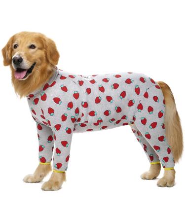 Rehabilitation Suit for Medium & Large Dogs - Breathable Full Cover Pajamas for Post-Op Recovery & Skin Protection | Cone Collar Alternative - Size 32 Strawberry - Buy Online on GoSupps.com