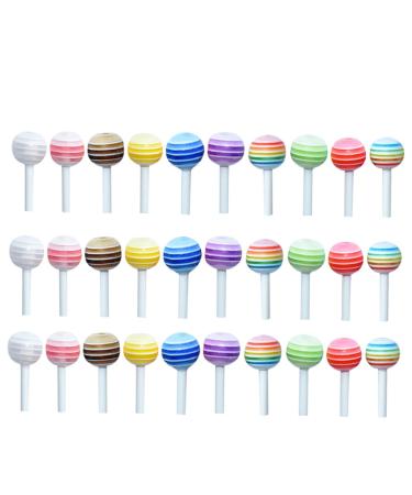 FAVOMOTO 30pcs Simulation Lollipop Candies Wedding Decorations Candy Nail Decorations for Nail Art Imitation Sugar Model Car Accessories Mini Lollipop Mini Sugar-loaf Mini House Supplies 3d 1.40X0.60X0.60CM 1