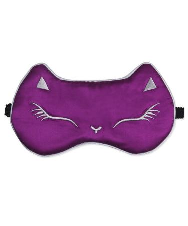 Helen Ou Super Soft Natural Silk Cute Cat Eye Mask Eyes Cover Eyeshade for Sleep (Purple)