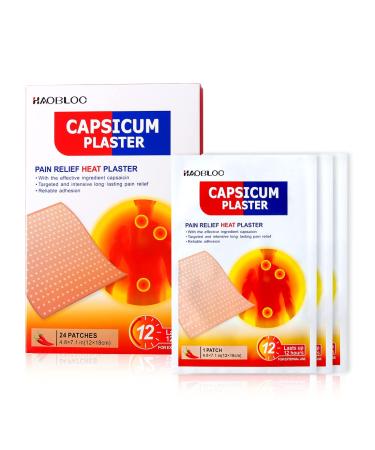 24 Pcs Capsicum Plaster Capsaicin Patch for Pain Relief (7.09 * 4.72 in)  Porous Capsicum Heat Plaster  Large Pain Patch