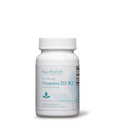 Ray of Strength Vitamin Supplement - D3K2 by Dr. Anna Cabeca - Vitamin D3 10000 IU - Vitamin K2 - Supports Heart Health Bones Teeth Muscle Function Energy Support Vegan Non GMO Gluten Free