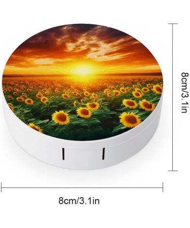 Sunflower Field & Sunset Print Contact Lens Case - Travel-Friendly Lens Care Box - Buy Online on GoSupps.com