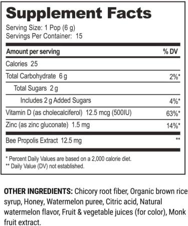 Kids Throat Soothing Watermelon Lollipops - Beekeeper s Naturals | Immune Support Doctor Formulated Low Sugar Vitamin D & Honey 15 ct - Buy Online on GoSupps.com