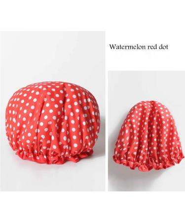 Dusenly 2 Pack Waterproof Shower Caps Polka Dot Spa & Salon Hat for Women & Girls Double Layer Bath Caps - Buy Online on GoSupps.com