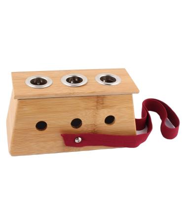 Ruilogod Bamboo Three Holes Moxa Healing Therapy Moxibustion Box Wood Color