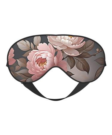 Soft Beautiful flower Printed Eye Mask Adjustable Breathable Eye Masks for Sleep Light Blocking & Double-Sided Black