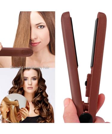 20W Brown Mini Ceramic Flat Iron & Curler - Travel-Friendly Hair Straightener for Perfect Styles - Buy Online on GoSupps.com